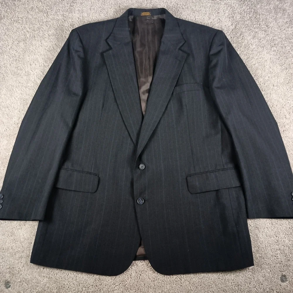 Vintage Towncraft 48L 42W Rainbow Pinstripe Durable Wool Blend Mens 2 Piece Suit